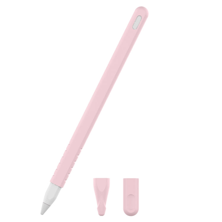 3 in 1 Pure Color Silicone Stylus Pen Protective Case Set for Apple Pencil 2(Light Pink) - Pencil Accessories by buy2fix | Online Shopping UK | buy2fix