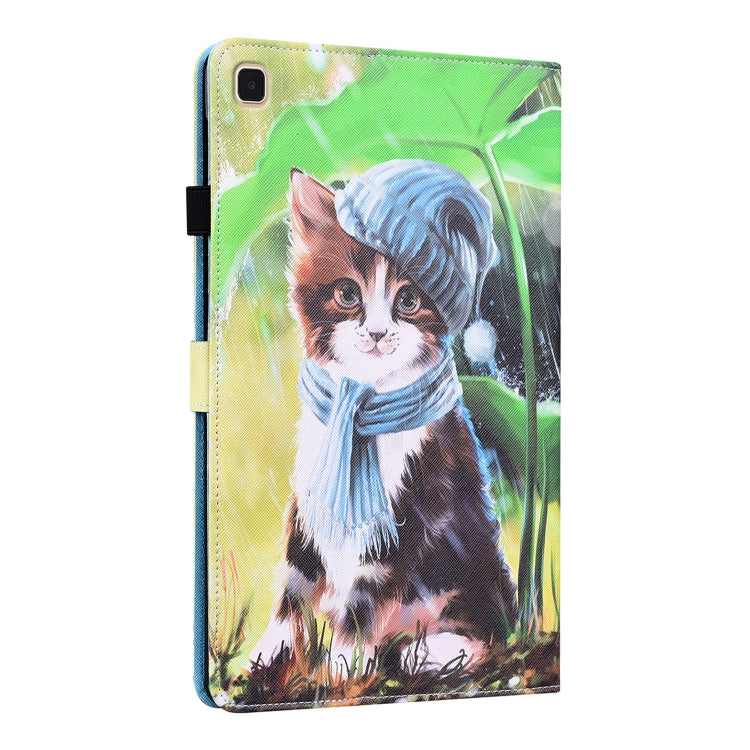 For Samsung Galaxy Tab S5e 10.5 SM-T720 / SM-T725 Animal Pattern Horizontal Flip Leather Case with Holder & Card Slots & Photo Frame(Bib Kitten) - Tab S5E 10.5 T720 / T725 by buy2fix | Online Shopping UK | buy2fix