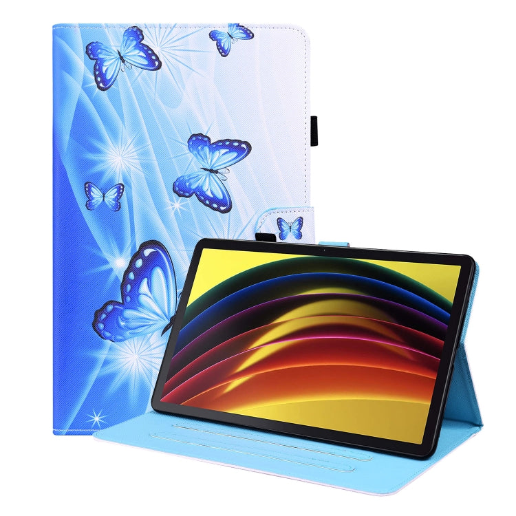For Lenovo Tab P11 TB-J606F Animal Pattern Horizontal Flip Leather Case with Holder & Card Slots & Photo Frame(Blue Butterfly) - Lenovo by buy2fix | Online Shopping UK | buy2fix
