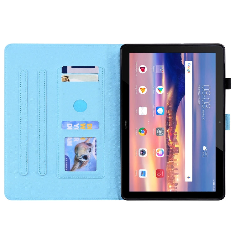 For Huawei MediaPad T5 10.1 inch Animal Pattern Horizontal Flip Leather Case with Holder & Card Slots & Photo Frame(Blue Butterfly) by buy2fix