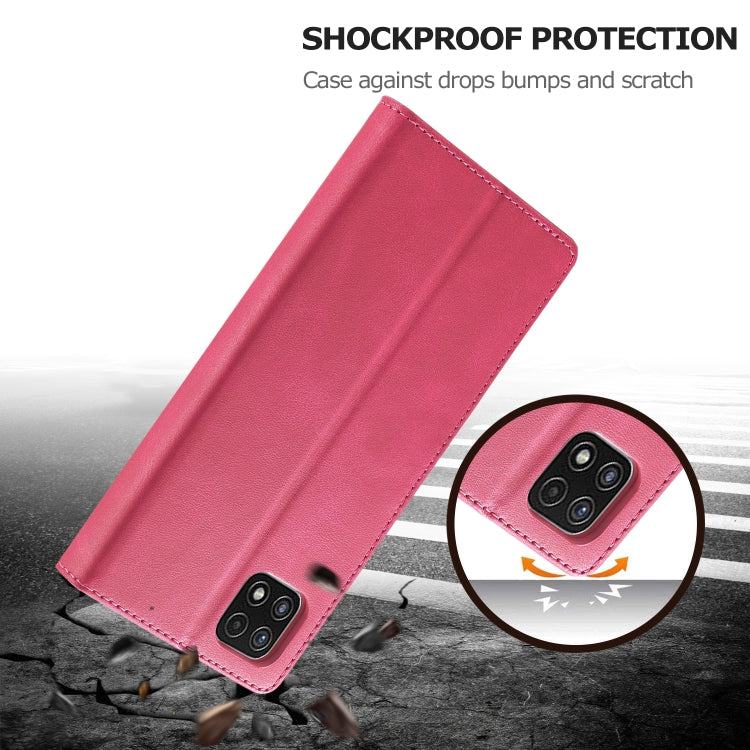 For Samsung Galaxy A22 5G LC.IMEEKE Calf Texture Horizontal Flip Leather Case with Holder & Card Slots & Wallet(Red) by LC.IMEEKE