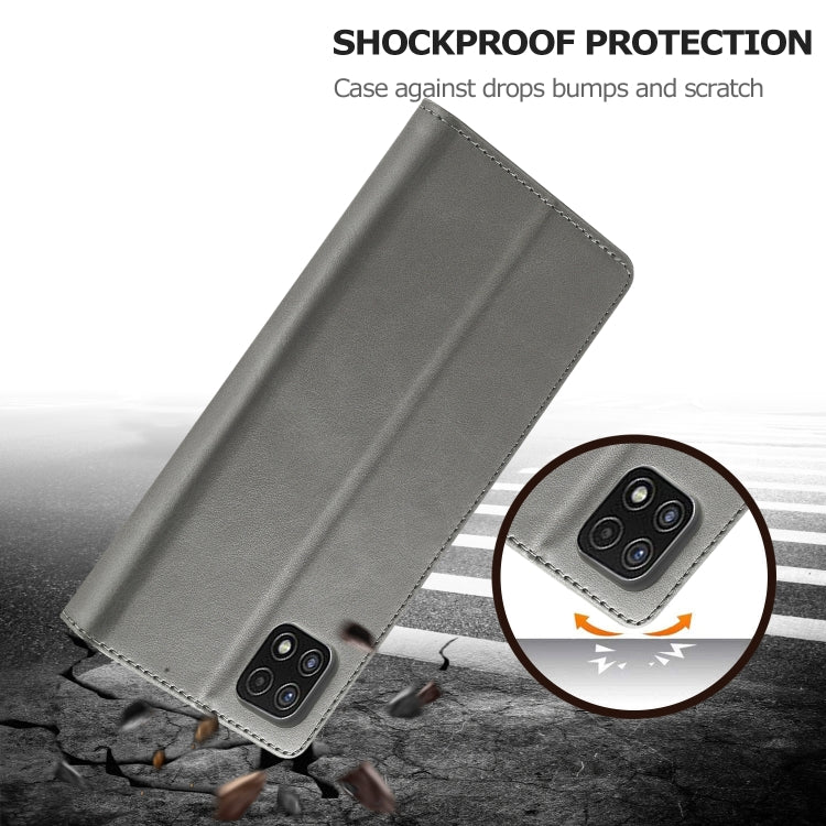 For Samsung Galaxy A22 5G LC.IMEEKE Calf Texture Horizontal Flip Leather Case with Holder & Card Slots & Wallet(Grey) by LC.IMEEKE