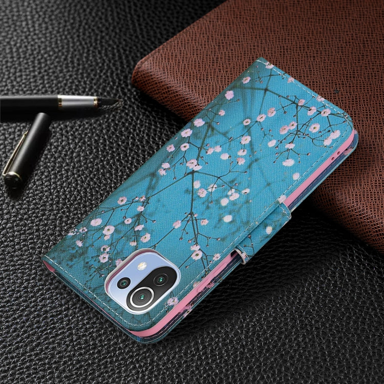 For Xiaomi Mi 11 Lite Colored Drawing Pattern Horizontal Flip Leather Case with Holder & Card Slots & Wallet(Plum Blossom) by buy2fix