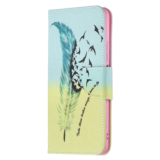 For Xiaomi Mi 11 Lite Colored Drawing Pattern Horizontal Flip Leather Case with Holder & Card Slots & Wallet(Feather) by buy2fix