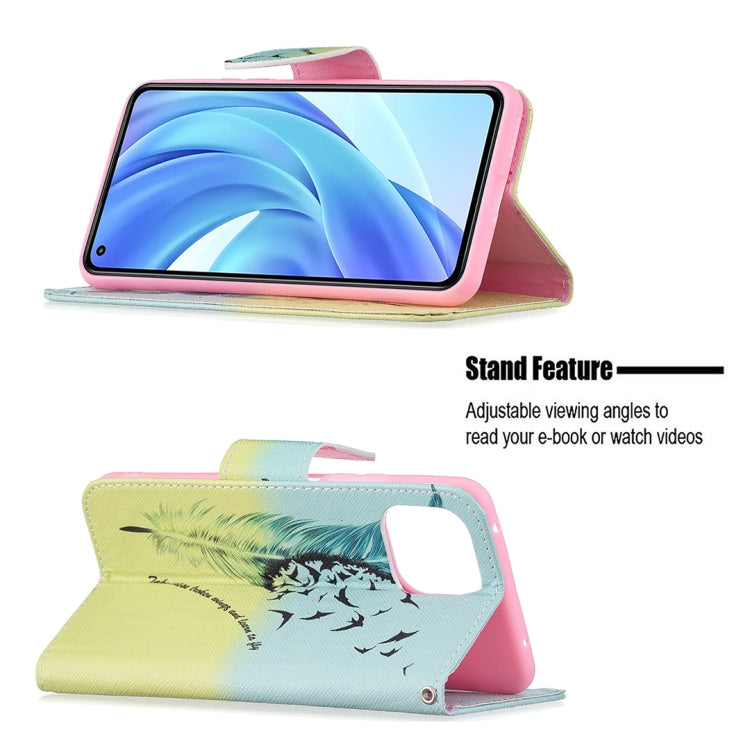 For Xiaomi Mi 11 Lite Colored Drawing Pattern Horizontal Flip Leather Case with Holder & Card Slots & Wallet(Feather) - Xiaomi Cases by buy2fix | Online Shopping UK | buy2fix