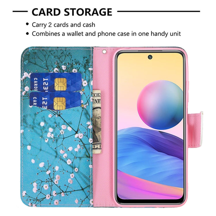 For Xiaomi Poco M3 Pro / Redmi Note 10 5G Colored Drawing Pattern Horizontal Flip Leather Case with Holder & Card Slots & Wallet(Plum Blossom) - Xiaomi Cases by buy2fix | Online Shopping UK | buy2fix