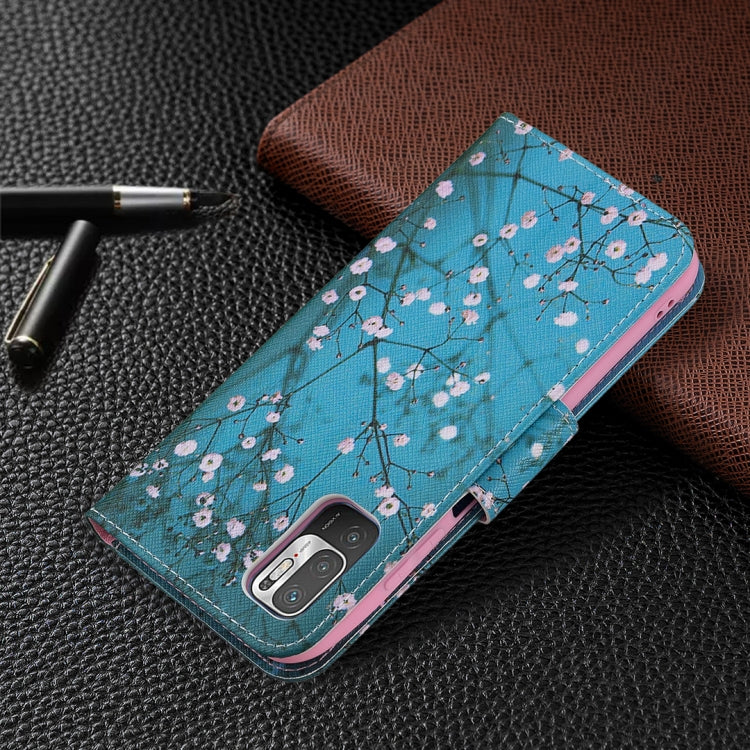 For Xiaomi Poco M3 Pro / Redmi Note 10 5G Colored Drawing Pattern Horizontal Flip Leather Case with Holder & Card Slots & Wallet(Plum Blossom) - Xiaomi Cases by buy2fix | Online Shopping UK | buy2fix