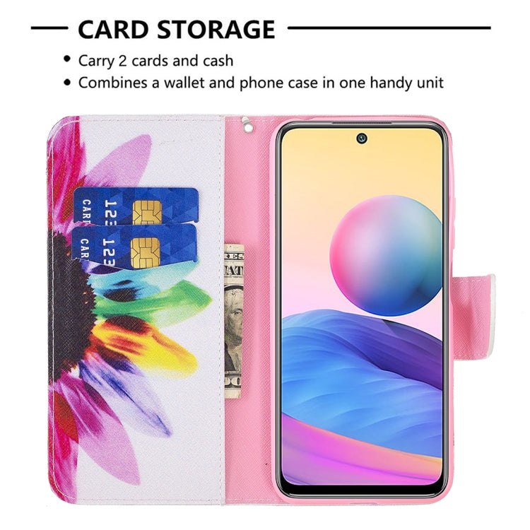 For Xiaomi Poco M3 Pro / Redmi Note 10 5G Colored Drawing Pattern Horizontal Flip Leather Case with Holder & Card Slots & Wallet(Sun Flower) - Xiaomi Cases by buy2fix | Online Shopping UK | buy2fix