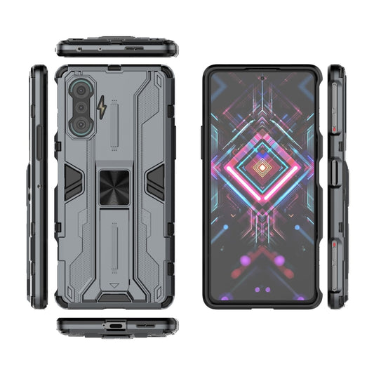 For Xiaomi Redmi K40 Gaming Supersonic PC + TPU Shock-proof Protective Case with Holder(Gray) by buy2fix