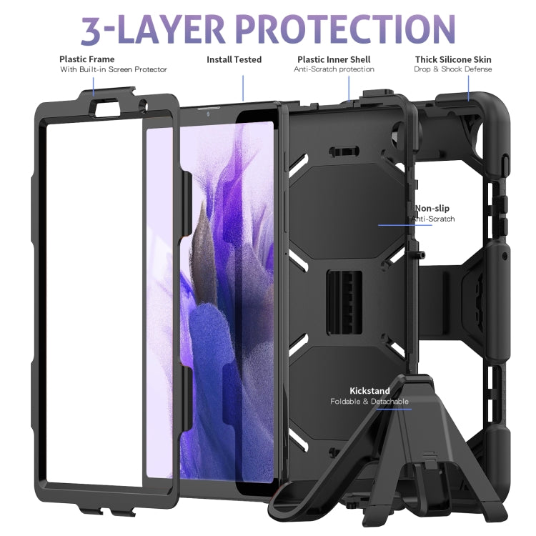 For Samsung Galaxy A7 Lite 8.7 2021 T220 / T225 Shockproof Colorful Silicon + PC Protective Case with Holder & Pen Slot(Black) - Tab A7 Lite T220 / T225 by buy2fix | Online Shopping UK | buy2fix