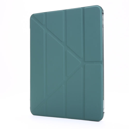 For iPad Air 13 2025 / 2024 / Pro 12.9 2022 / 2021 Multi-folding TPU Leather Tablet Case with Holder & Pen Slot(Deep Green) - iPad Pro 12.9 (2022/2021) Cases by buy2fix | Online Shopping UK | buy2fix