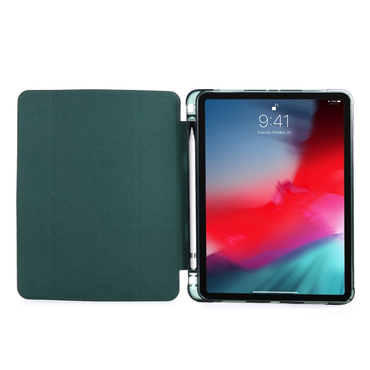 For iPad Air 13 2025 / 2024 / Pro 12.9 2022 / 2021 Multi-folding TPU Leather Tablet Case with Holder & Pen Slot(Deep Green) - iPad Pro 12.9 (2022/2021) Cases by buy2fix | Online Shopping UK | buy2fix