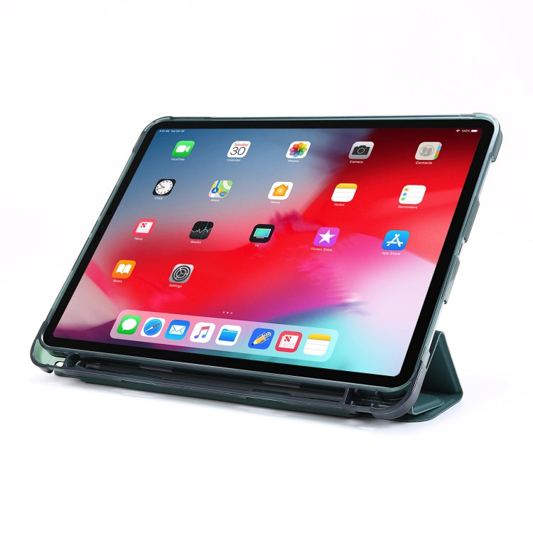 For iPad Air 13 2025 / 2024 / Pro 12.9 2022 / 2021 Multi-folding TPU Leather Tablet Case with Holder & Pen Slot(Deep Green) - iPad Pro 12.9 (2022/2021) Cases by buy2fix | Online Shopping UK | buy2fix