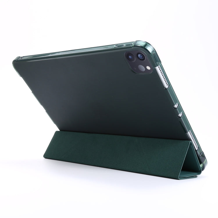 For iPad Air 13 2025 / 2024 / Pro 12.9 2022 / 2021 Multi-folding TPU Leather Tablet Case with Holder & Pen Slot(Deep Green) - iPad Pro 12.9 (2022/2021) Cases by buy2fix | Online Shopping UK | buy2fix