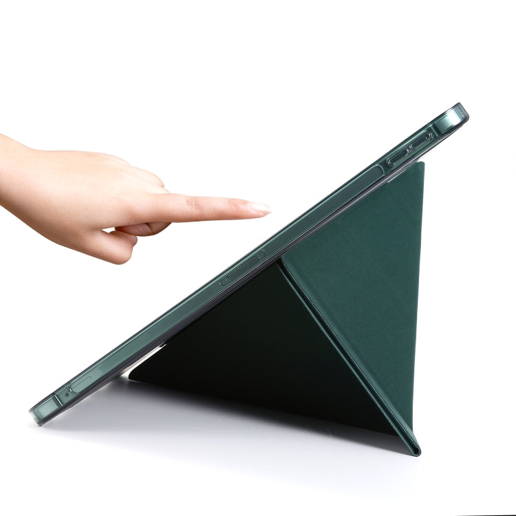 For iPad Air 13 2025 / 2024 / Pro 12.9 2022 / 2021 Multi-folding TPU Leather Tablet Case with Holder & Pen Slot(Deep Green) - iPad Pro 12.9 (2022/2021) Cases by buy2fix | Online Shopping UK | buy2fix