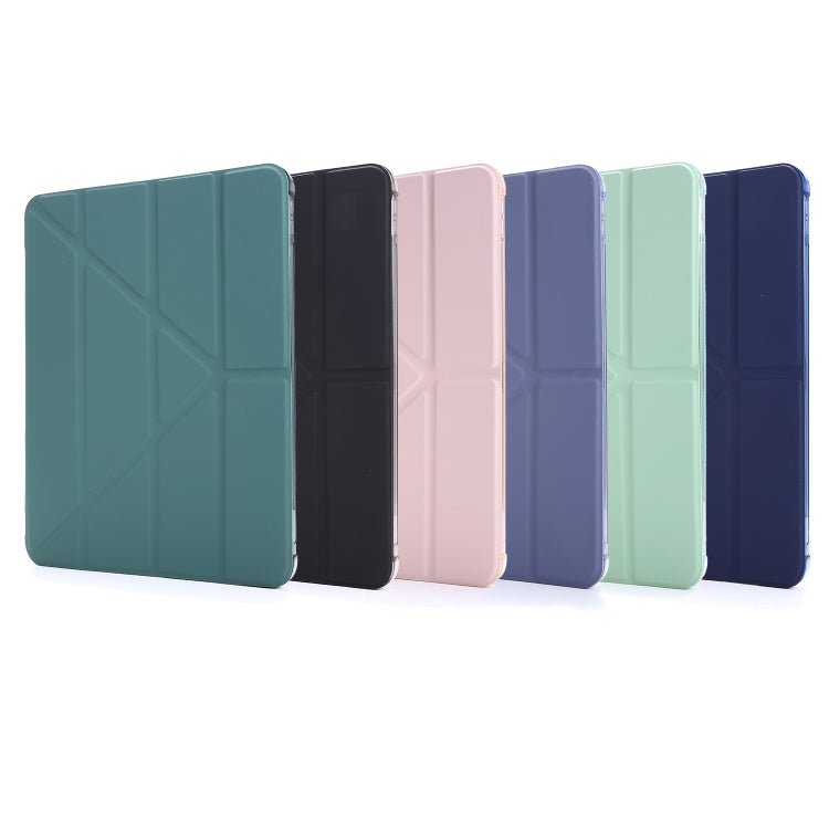 For iPad Air 13 2025 / 2024 / Pro 12.9 2022 / 2021 Multi-folding TPU Leather Tablet Case with Holder & Pen Slot(Dark Blue) by buy2fix