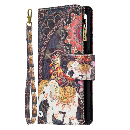 For Xiaomi Poco M3 Pro / Redmi Note 10 5G Colored Drawing Pattern Zipper Horizontal Flip Leather Case with Holder & Card Slots & Wallet(Flower Elephants) by buy2fix