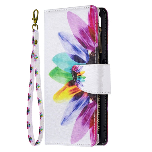 For Xiaomi Poco M3 Pro / Redmi Note 10 5G Colored Drawing Pattern Zipper Horizontal Flip Leather Case with Holder & Card Slots & Wallet(Sun Flower) by buy2fix