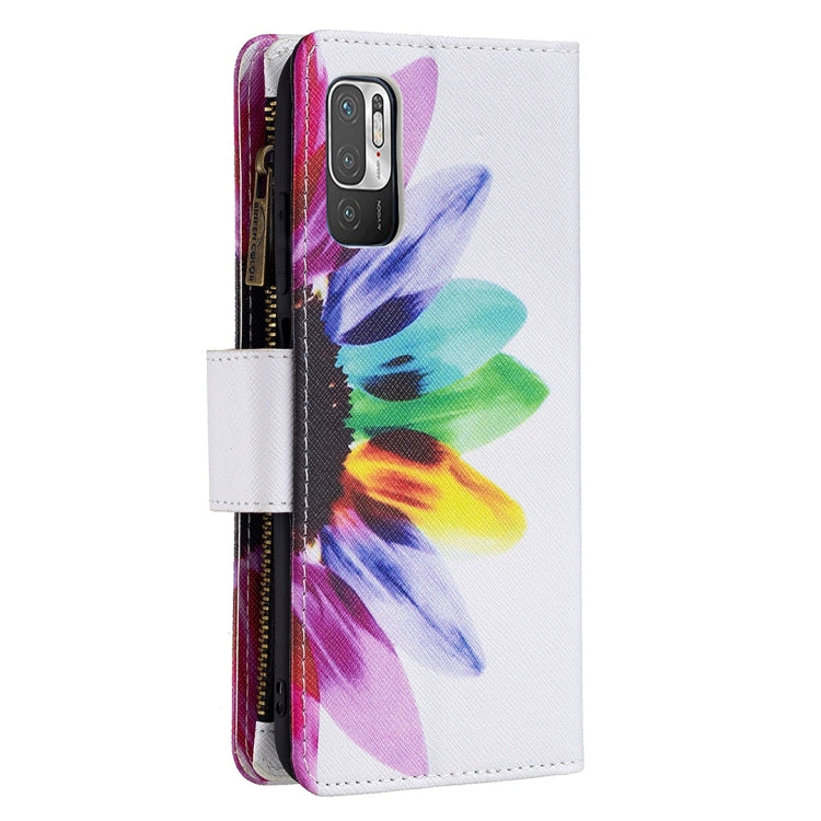For Xiaomi Poco M3 Pro / Redmi Note 10 5G Colored Drawing Pattern Zipper Horizontal Flip Leather Case with Holder & Card Slots & Wallet(Sun Flower) - Xiaomi Cases by buy2fix | Online Shopping UK | buy2fix