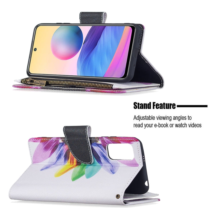 For Xiaomi Poco M3 Pro / Redmi Note 10 5G Colored Drawing Pattern Zipper Horizontal Flip Leather Case with Holder & Card Slots & Wallet(Sun Flower) - Xiaomi Cases by buy2fix | Online Shopping UK | buy2fix