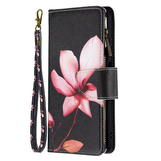 For Xiaomi Poco M3 Pro / Redmi Note 10 5G Colored Drawing Pattern Zipper Horizontal Flip Leather Case with Holder & Card Slots & Wallet(Lotus) by buy2fix