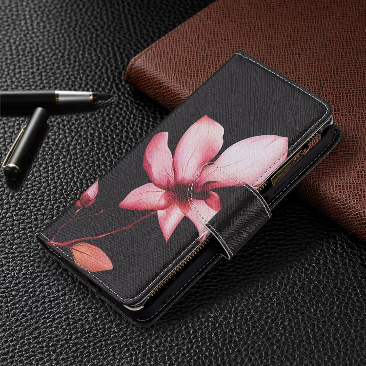 For Xiaomi Poco M3 Pro / Redmi Note 10 5G Colored Drawing Pattern Zipper Horizontal Flip Leather Case with Holder & Card Slots & Wallet(Lotus) - Xiaomi Cases by buy2fix | Online Shopping UK | buy2fix