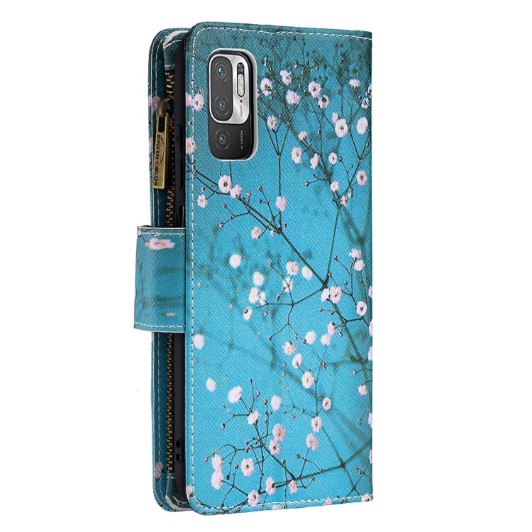 For Xiaomi Poco M3 Pro / Redmi Note 10 5G Colored Drawing Pattern Zipper Horizontal Flip Leather Case with Holder & Card Slots & Wallet(Plum Blossom) - Xiaomi Cases by buy2fix | Online Shopping UK | buy2fix