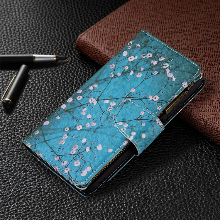 For Xiaomi Poco M3 Pro / Redmi Note 10 5G Colored Drawing Pattern Zipper Horizontal Flip Leather Case with Holder & Card Slots & Wallet(Plum Blossom) - Xiaomi Cases by buy2fix | Online Shopping UK | buy2fix