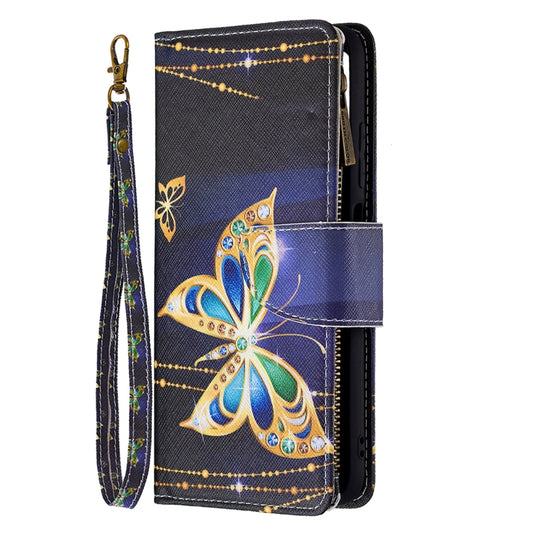 For Xiaomi Poco M3 Pro / Redmi Note 10 5G Colored Drawing Pattern Zipper Horizontal Flip Leather Case with Holder & Card Slots & Wallet(Big Butterfly) by buy2fix