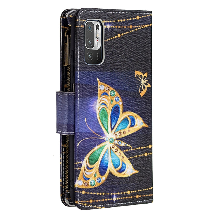 For Xiaomi Poco M3 Pro / Redmi Note 10 5G Colored Drawing Pattern Zipper Horizontal Flip Leather Case with Holder & Card Slots & Wallet(Big Butterfly) - Xiaomi Cases by buy2fix | Online Shopping UK | buy2fix