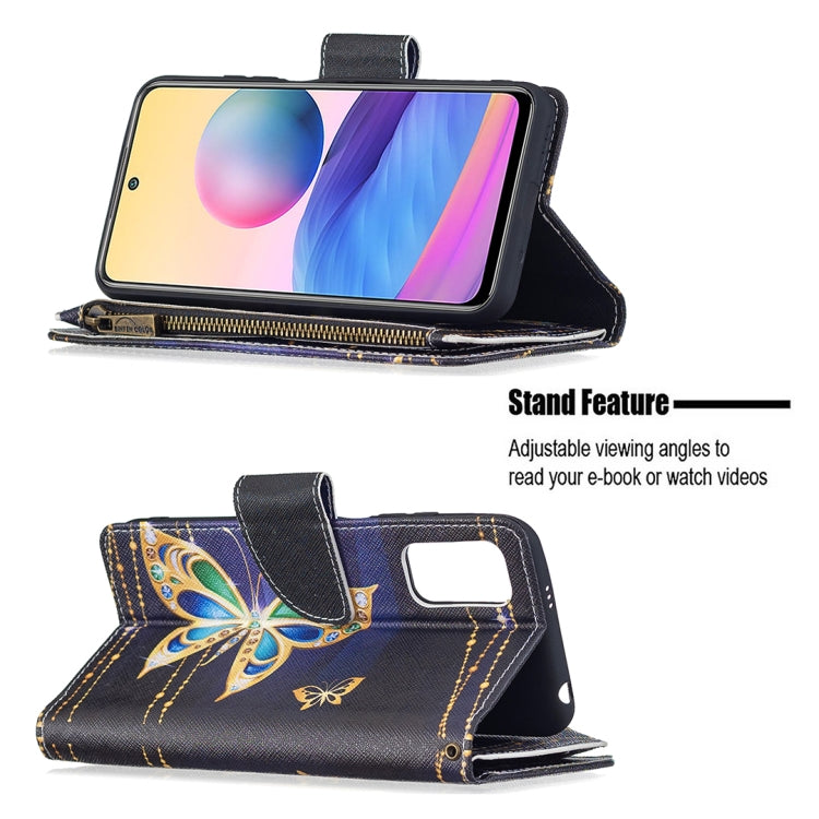 For Xiaomi Poco M3 Pro / Redmi Note 10 5G Colored Drawing Pattern Zipper Horizontal Flip Leather Case with Holder & Card Slots & Wallet(Big Butterfly) - Xiaomi Cases by buy2fix | Online Shopping UK | buy2fix