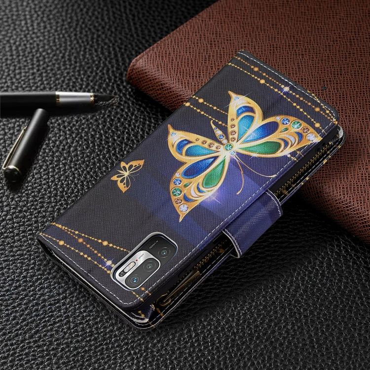 For Xiaomi Poco M3 Pro / Redmi Note 10 5G Colored Drawing Pattern Zipper Horizontal Flip Leather Case with Holder & Card Slots & Wallet(Big Butterfly) - Xiaomi Cases by buy2fix | Online Shopping UK | buy2fix