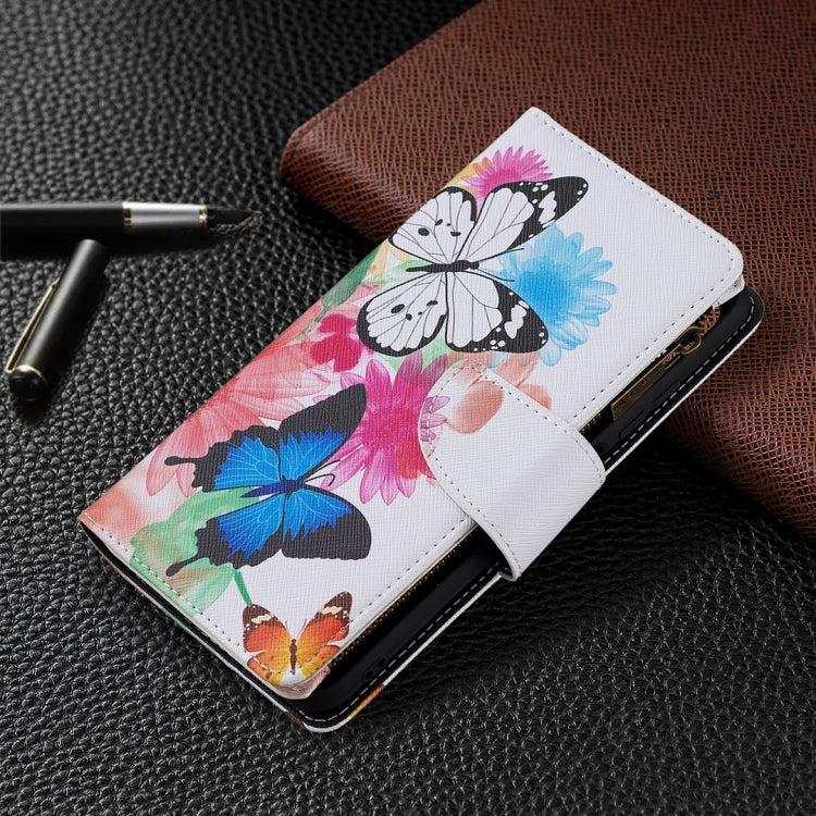 For Xiaomi Poco M3 Pro / Redmi Note 10 5G Colored Drawing Pattern Zipper Horizontal Flip Leather Case with Holder & Card Slots & Wallet(Two Butterflies) - Xiaomi Cases by buy2fix | Online Shopping UK | buy2fix