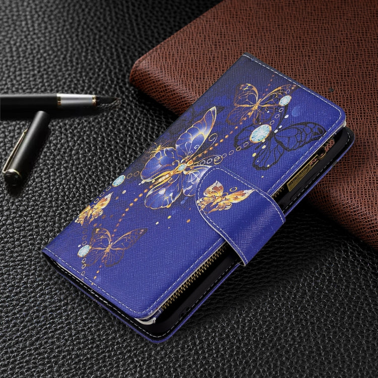 For Xiaomi Poco M3 Pro / Redmi Note 10 5G Colored Drawing Pattern Zipper Horizontal Flip Leather Case with Holder & Card Slots & Wallet(Purple Butterfly) - Xiaomi Cases by buy2fix | Online Shopping UK | buy2fix