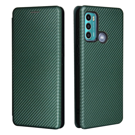 For Motorola Moto G60 / G40 Fusion Carbon Fiber Texture Horizontal Flip TPU + PC + PU Leather Case with Card Slot(Green) by buy2fix