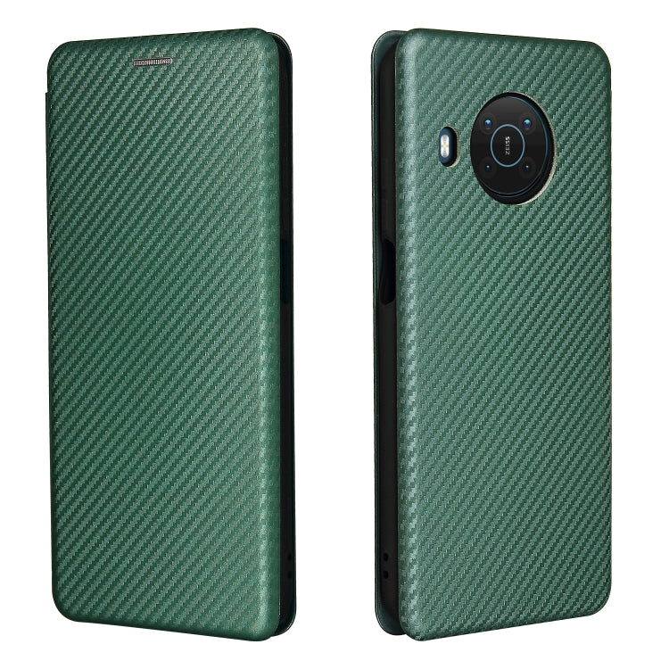 For Nokia X10 Carbon Fiber Texture Horizontal Flip TPU + PC + PU Leather Case with Card Slot(Green) - Nokia Cases by buy2fix | Online Shopping UK | buy2fix