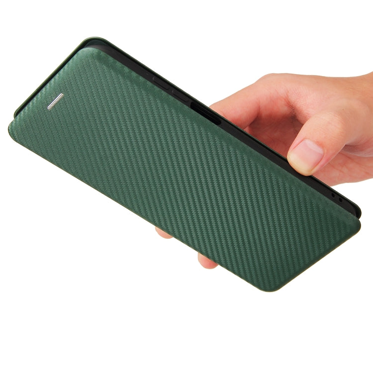 For Nokia X10 Carbon Fiber Texture Horizontal Flip TPU + PC + PU Leather Case with Card Slot(Green) - Nokia Cases by buy2fix | Online Shopping UK | buy2fix