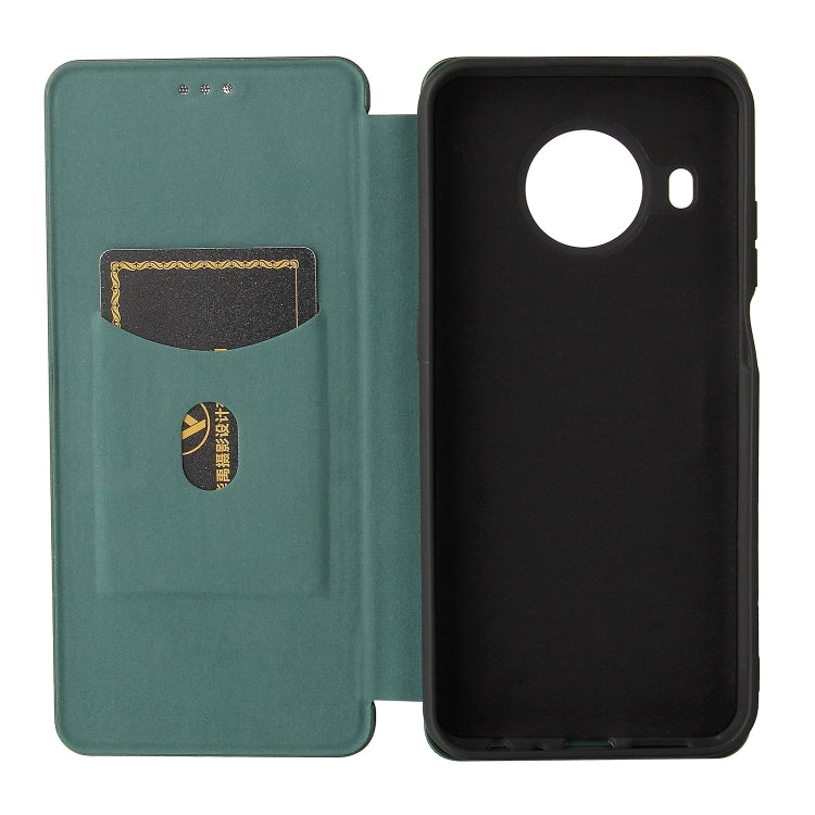 For Nokia X10 Carbon Fiber Texture Horizontal Flip TPU + PC + PU Leather Case with Card Slot(Green) - Nokia Cases by buy2fix | Online Shopping UK | buy2fix