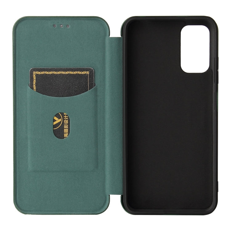 For Xiaomi Poco M3 Pro 5G/4G Carbon Fiber Texture Horizontal Flip TPU + PC + PU Leather Case with Card Slot(Green) - Xiaomi Cases by buy2fix | Online Shopping UK | buy2fix