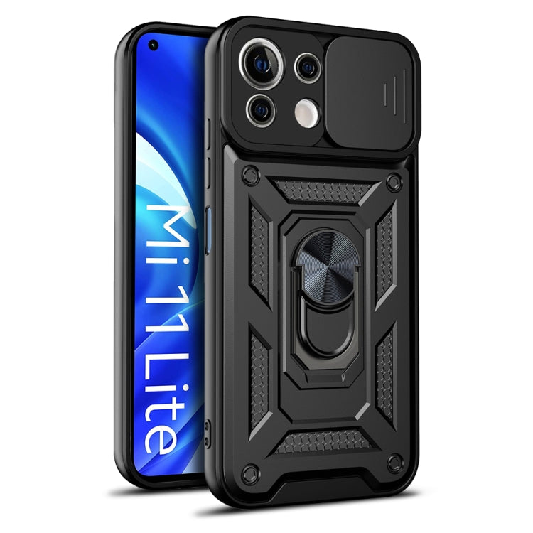 For Xiaomi Mi 11 Lite 5G/4G Sliding Camera Cover Design TPU+PC Protective Case(Black) - Xiaomi Cases by buy2fix | Online Shopping UK | buy2fix