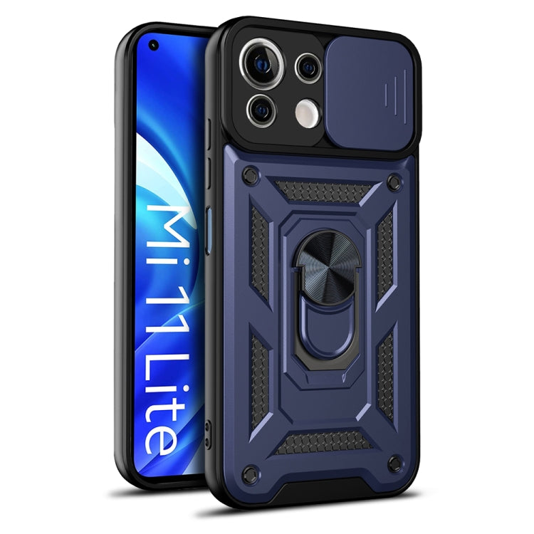 For Xiaomi Mi 11 Lite 5G/4G Sliding Camera Cover Design TPU+PC Protective Case(Blue) - Xiaomi Cases by buy2fix | Online Shopping UK | buy2fix