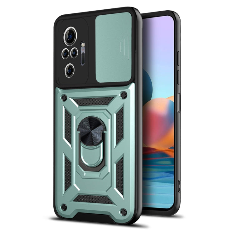 For Xiaomi Redmi Note 10 Pro Sliding Camera Cover Design TPU+PC Protective Case(Dark Green) - Xiaomi Cases by buy2fix | Online Shopping UK | buy2fix