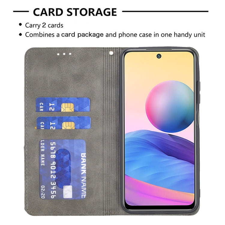 For Xiaomi Poco M3 Pro / Redmi Note 10 5G Rhombus Texture Horizontal Flip Magnetic Leather Case with Holder & Card Slots(Grey) - Xiaomi Cases by buy2fix | Online Shopping UK | buy2fix