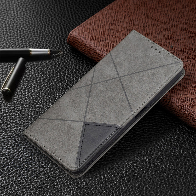 For Xiaomi Poco M3 Pro / Redmi Note 10 5G Rhombus Texture Horizontal Flip Magnetic Leather Case with Holder & Card Slots(Grey) - Xiaomi Cases by buy2fix | Online Shopping UK | buy2fix