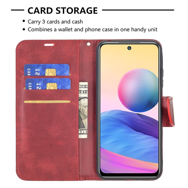 For Xiaomi Poco M3 Pro / Redmi Note 10 5G Retro Lambskin Texture Pure Color Horizontal Flip PU Leather Case with Holder & Card Slots & Wallet & Lanyard(Red) - Xiaomi Cases by buy2fix | Online Shopping UK | buy2fix