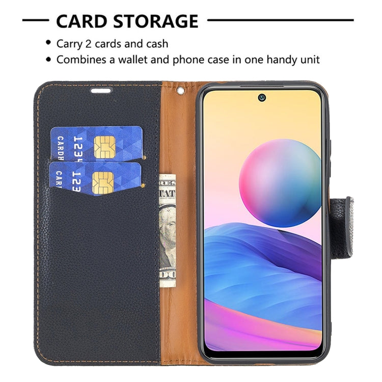 For Xiaomi Poco M3 Pro / Redmi Note 10 5G Litchi Texture Pure Color Horizontal Flip Leather Case with Holder & Card Slots & Wallet & Lanyard(Black) - Xiaomi Cases by buy2fix | Online Shopping UK | buy2fix