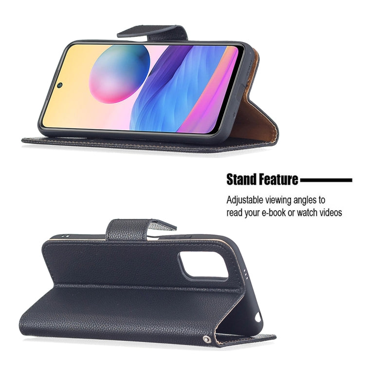 For Xiaomi Poco M3 Pro / Redmi Note 10 5G Litchi Texture Pure Color Horizontal Flip Leather Case with Holder & Card Slots & Wallet & Lanyard(Black) - Xiaomi Cases by buy2fix | Online Shopping UK | buy2fix