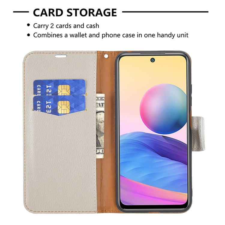 For Xiaomi Poco M3 Pro / Redmi Note 10 5G Litchi Texture Pure Color Horizontal Flip Leather Case with Holder & Card Slots & Wallet & Lanyard(Grey) - Xiaomi Cases by buy2fix | Online Shopping UK | buy2fix