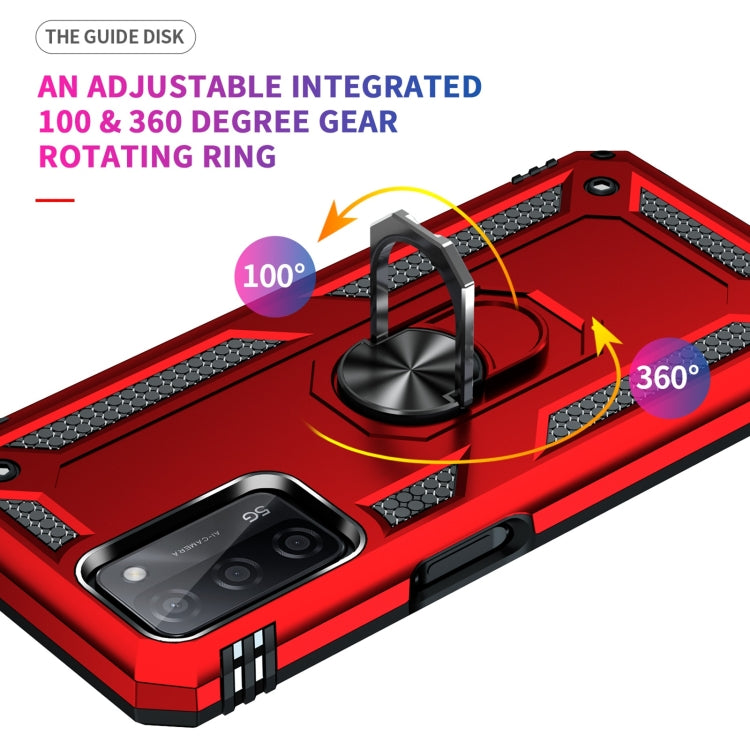 For OPPO A55 5G Shockproof TPU + PC Protective Case with 360 Degree Rotating Holder(Red) - OPPO Cases by buy2fix | Online Shopping UK | buy2fix