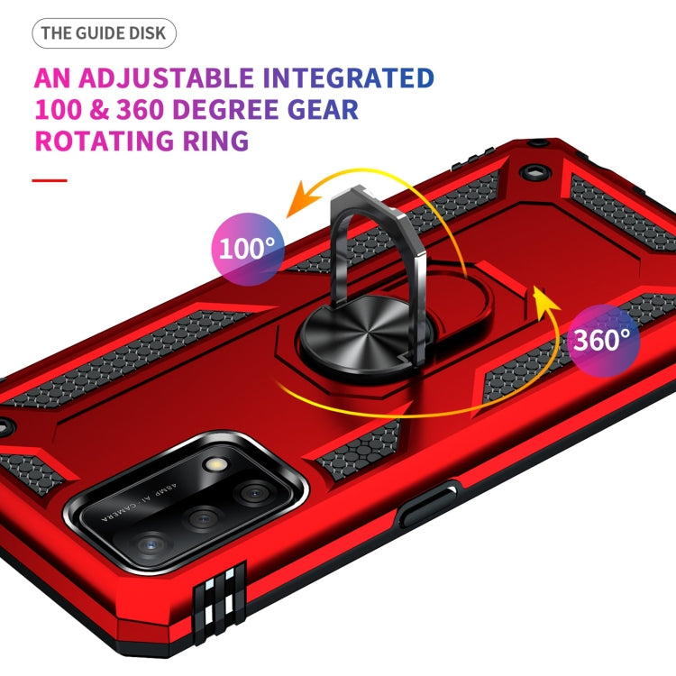 For OPPO A74 4G / F19 Shockproof TPU + PC Protective Case with 360 Degree Rotating Holder(Red) by buy2fix